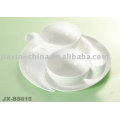 Xícara de café de porcelana branca e conjunto de pires JX-BS615